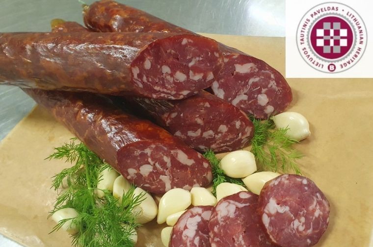 Šaltai rūkyta kiaulienos „Česnakinė“ dešra, aukščiausia rūšis