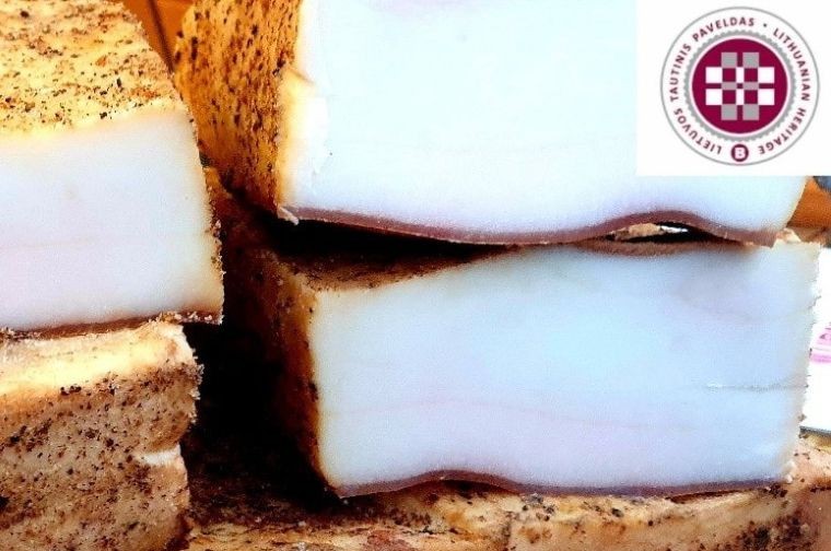 Šaltai rūkyta balti kiaulienos lašiniai, aukščiausia rūšis