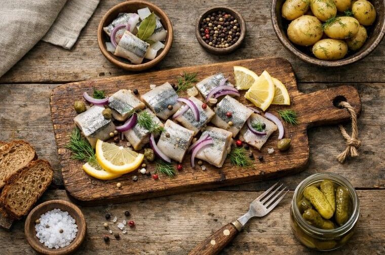 Atlantinės silkės filė su čili