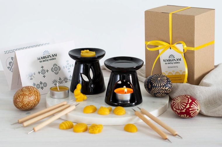 Marginam bičių vašku rinkinys šeimai Velykoms